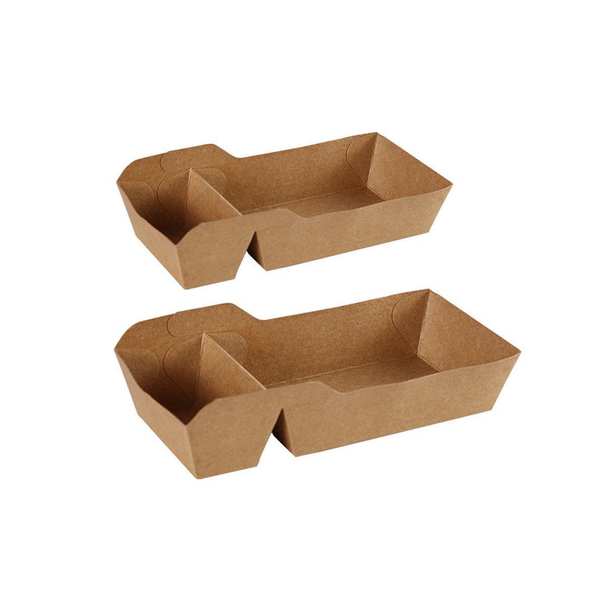 125PCS Dual-Compartment Kraft Food Boxes