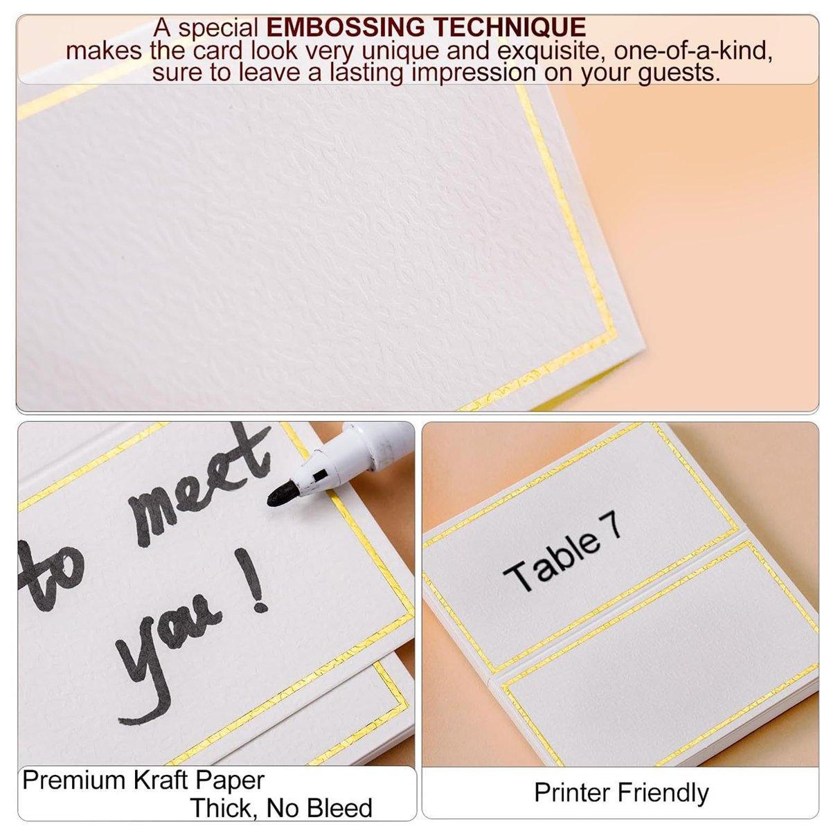 200 Pcs Gold Border Table Place Cards for Events – Product View 8