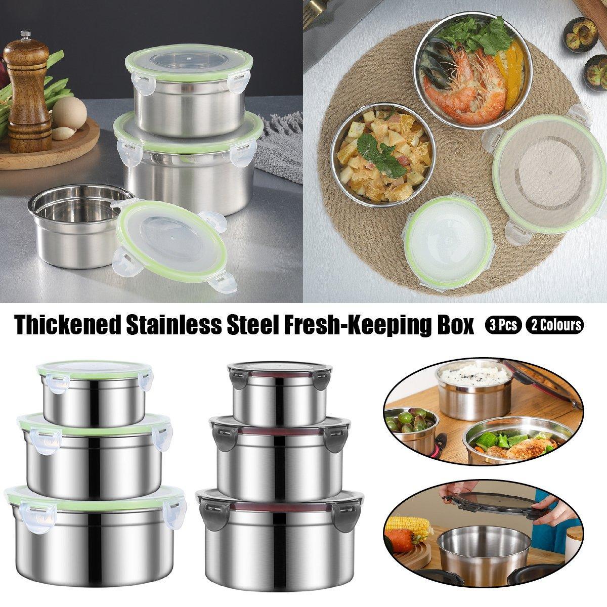 3 Pcs Stainless Steel Food Containers with Lids – Product View 2