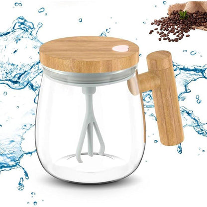 Electric Self Stirring Cup with Woodgrain Handle – Product View 10