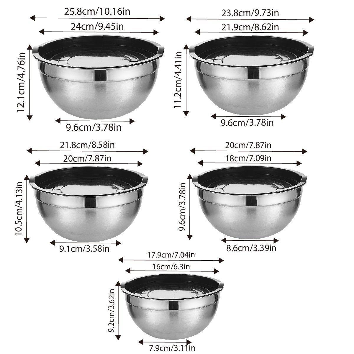 5 Pcs Stainless Steel Mixing Bowl Set for Kitchens – Product View 3