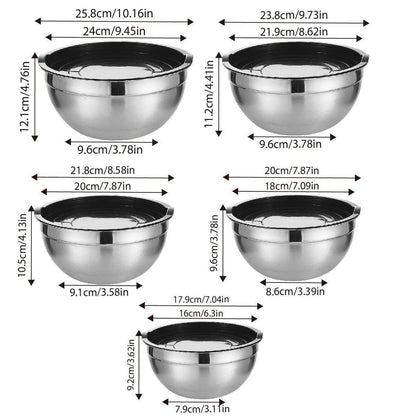 5 Pcs Stainless Steel Mixing Bowl Set for Kitchens – Product View 3