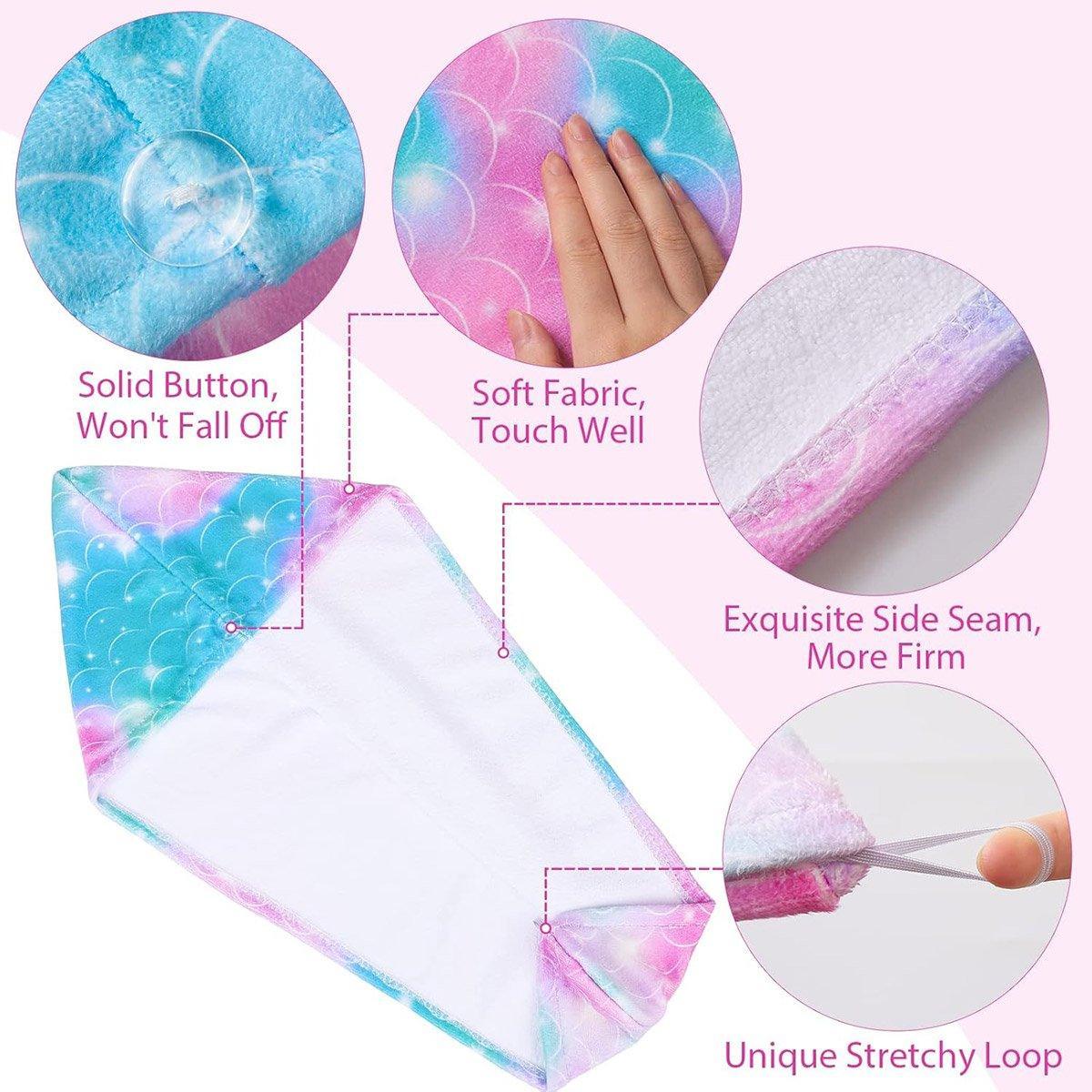 Absorbent Hair Drying Cap in Blue and Purple – Product View 4