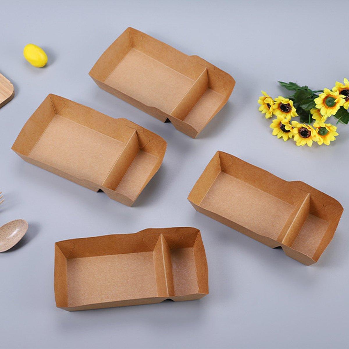 125PCS Dual-Compartment Kraft Food Boxes