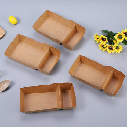 125PCS Dual-Compartment Kraft Food Boxes