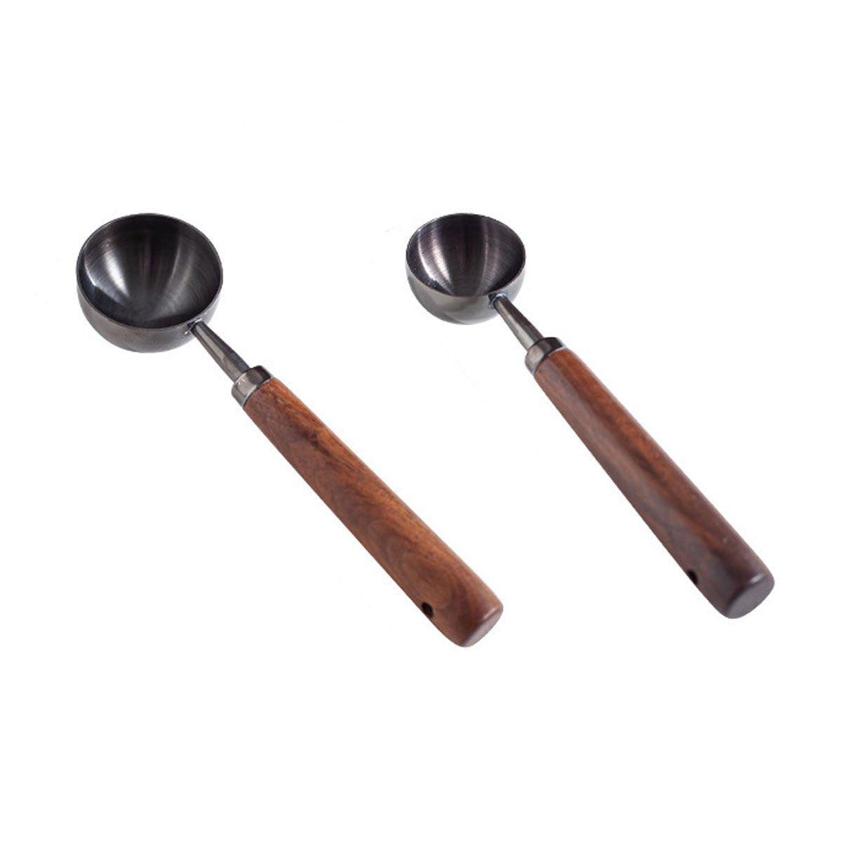 2 Pcs Measuring Spoons with Walnut Handles