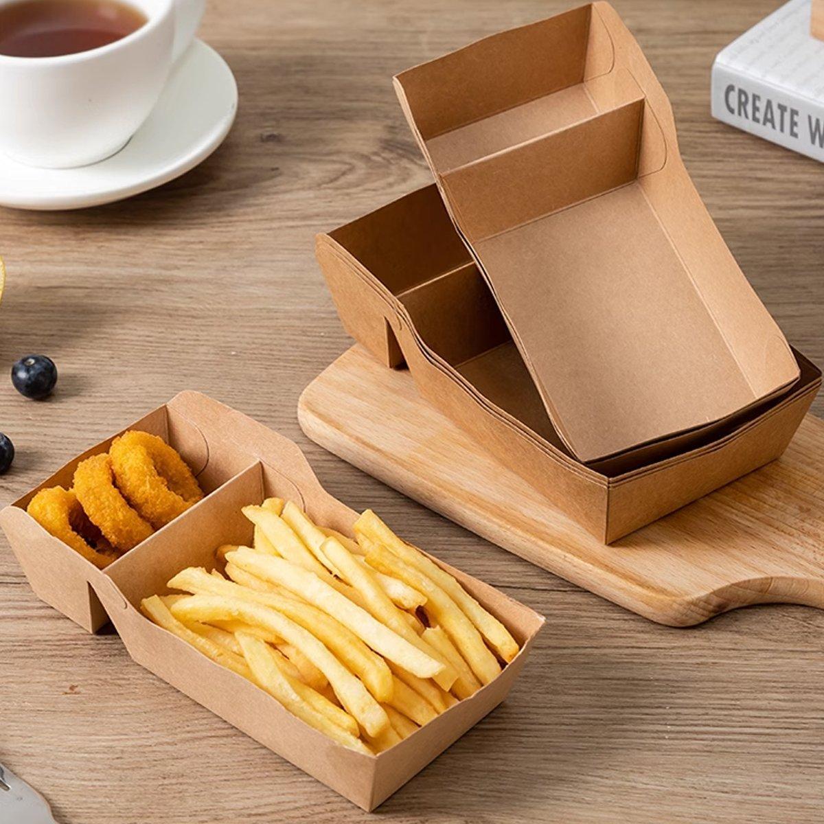 125PCS Dual-Compartment Kraft Food Boxes