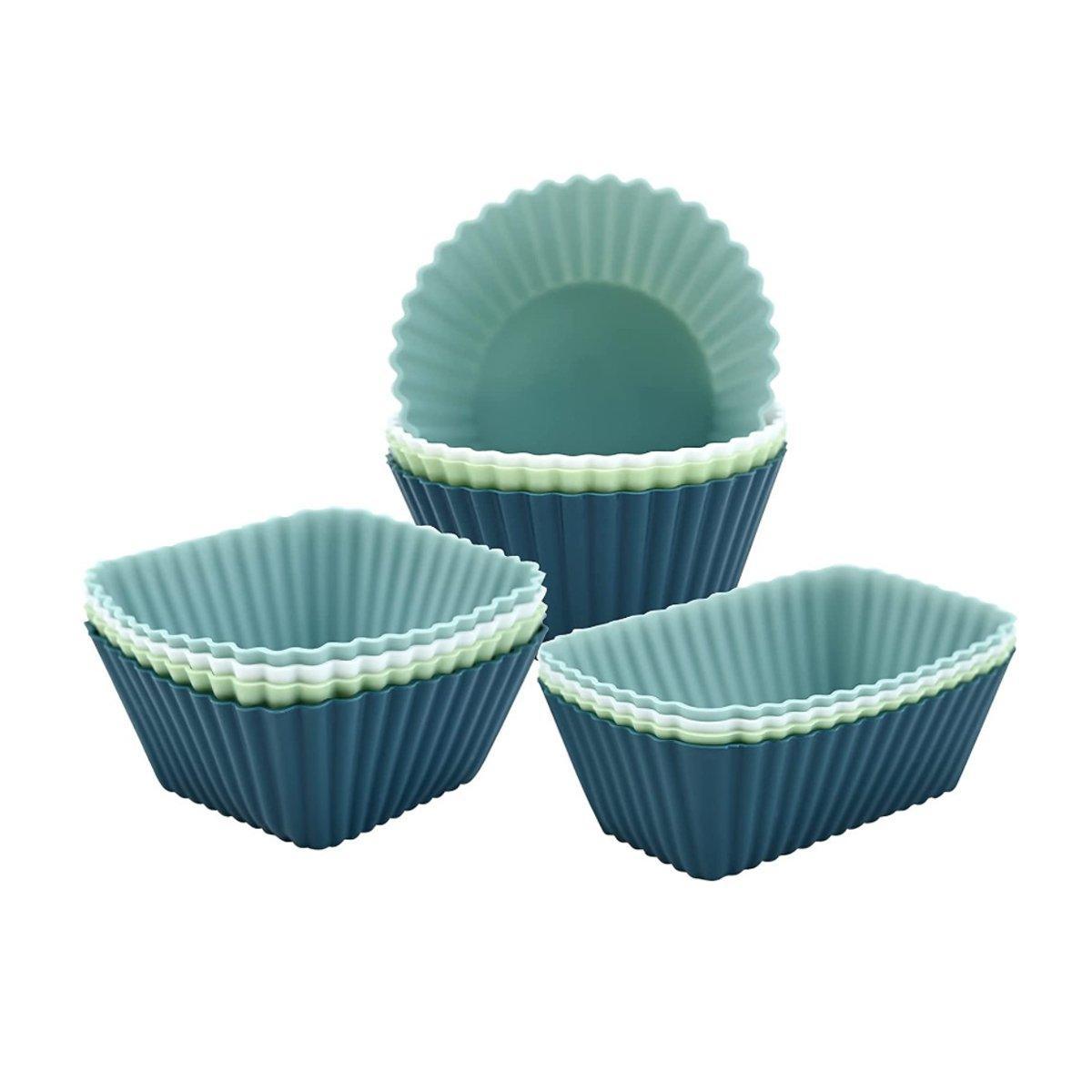 12 Pcs Reusable Silicone Muffin Cups for Baking
