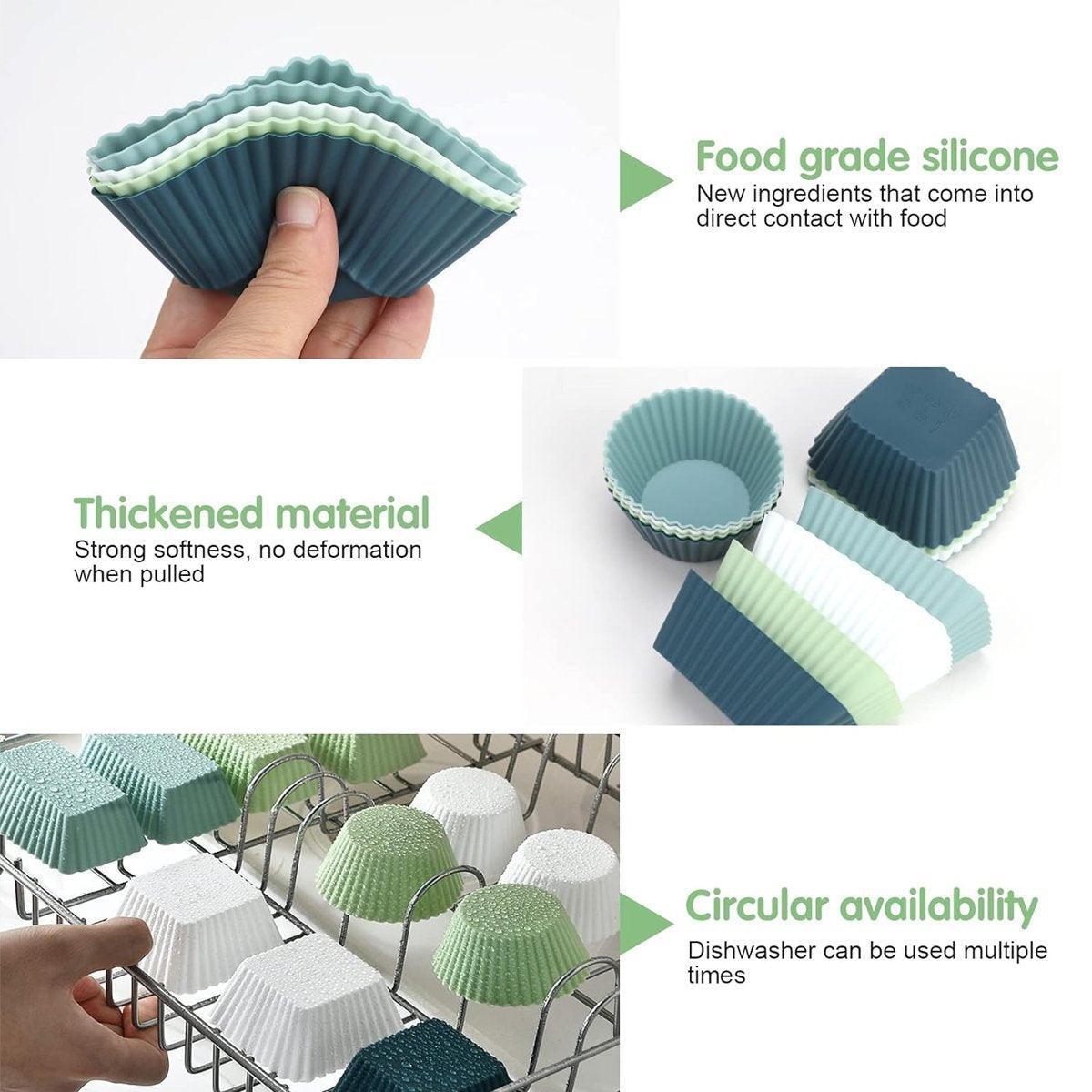 12 Pcs Reusable Silicone Muffin Cups for Baking – Product View 6