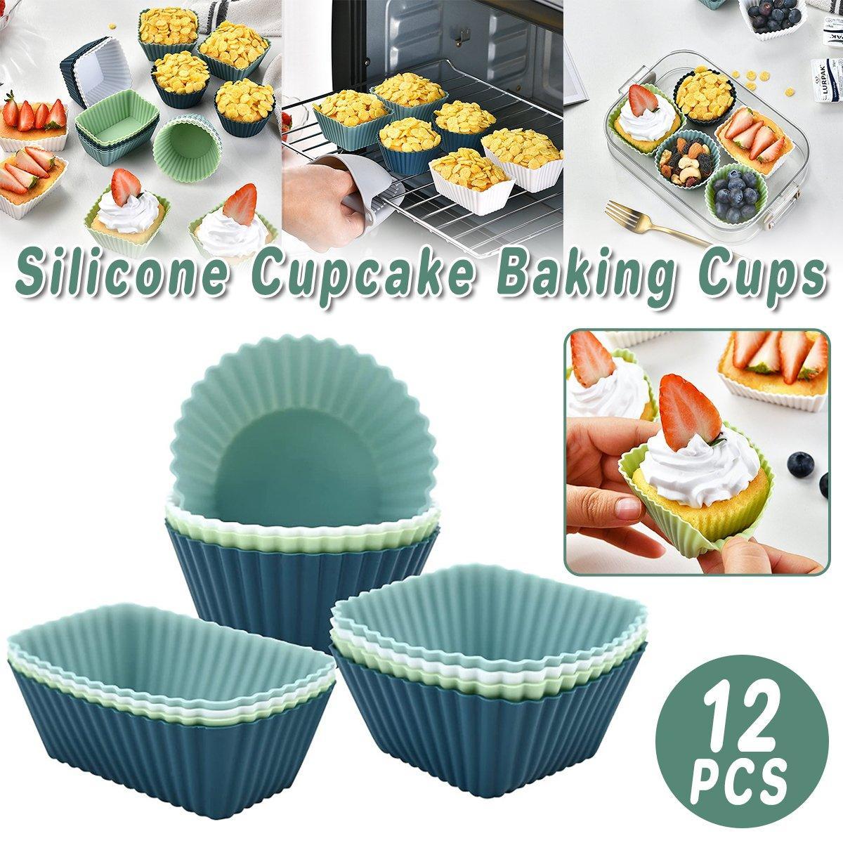 12 Pcs Reusable Silicone Muffin Cups for Baking – Product View 2