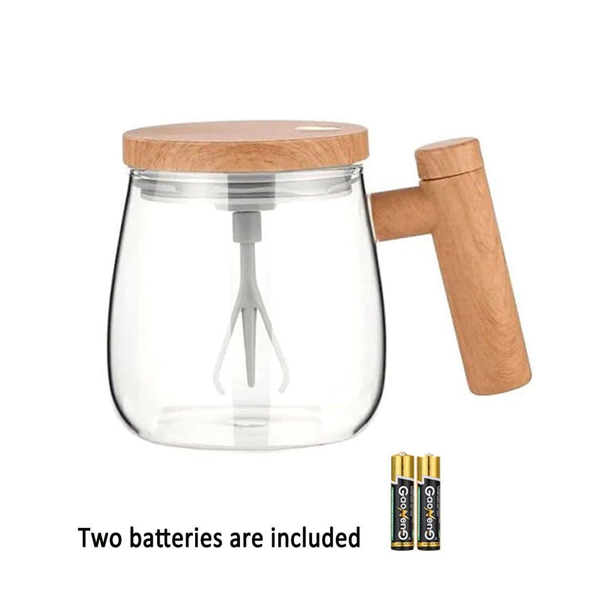 Electric Self Stirring Cup with Woodgrain Handle – Product View 14