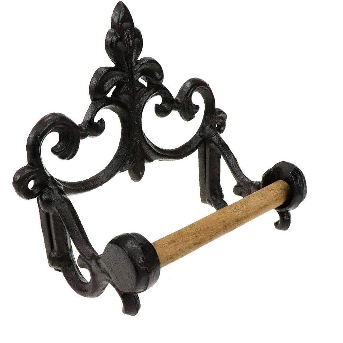 Iron Paper Roll Holder with Decorative Towel Bar – Product View 9