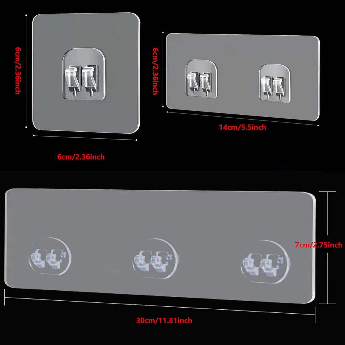 12 Pcs No-Drill Clear Hooks for Bathroom Shelves – Product View 3