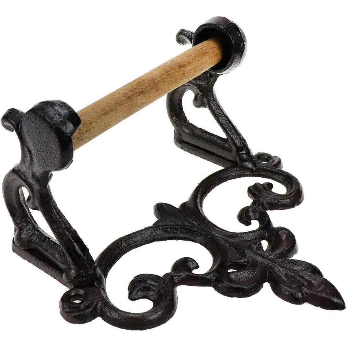 Iron Paper Roll Holder with Decorative Towel Bar – Product View 10