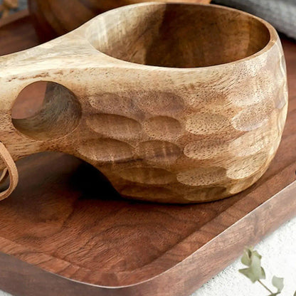 Walnut Wood Drinking Cup with Single Hole Handle – Product View 11