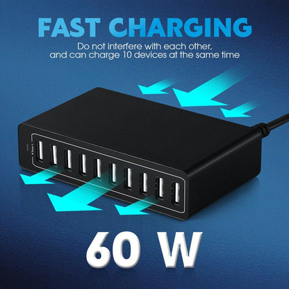 10 Port USB Charging Station with 60W Output – Product View 12