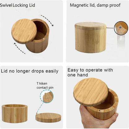 Bamboo Seasoning Pot with Swivel Lid and Spoon – Product View 6