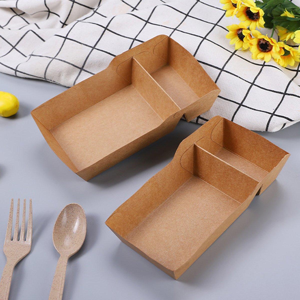 125PCS Dual-Compartment Kraft Food Boxes