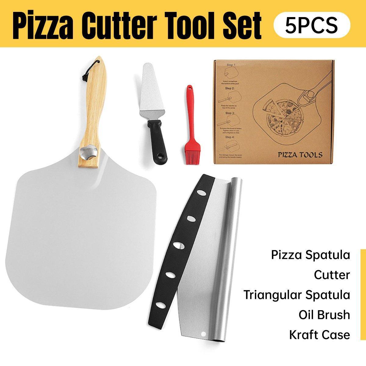 4 Pcs Pizza Tool Set with 12-Inch Aluminium Peel – Product View 16