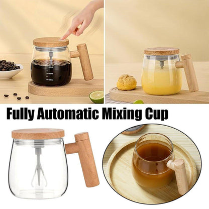 Electric Self Stirring Cup with Woodgrain Handle – Product View 2