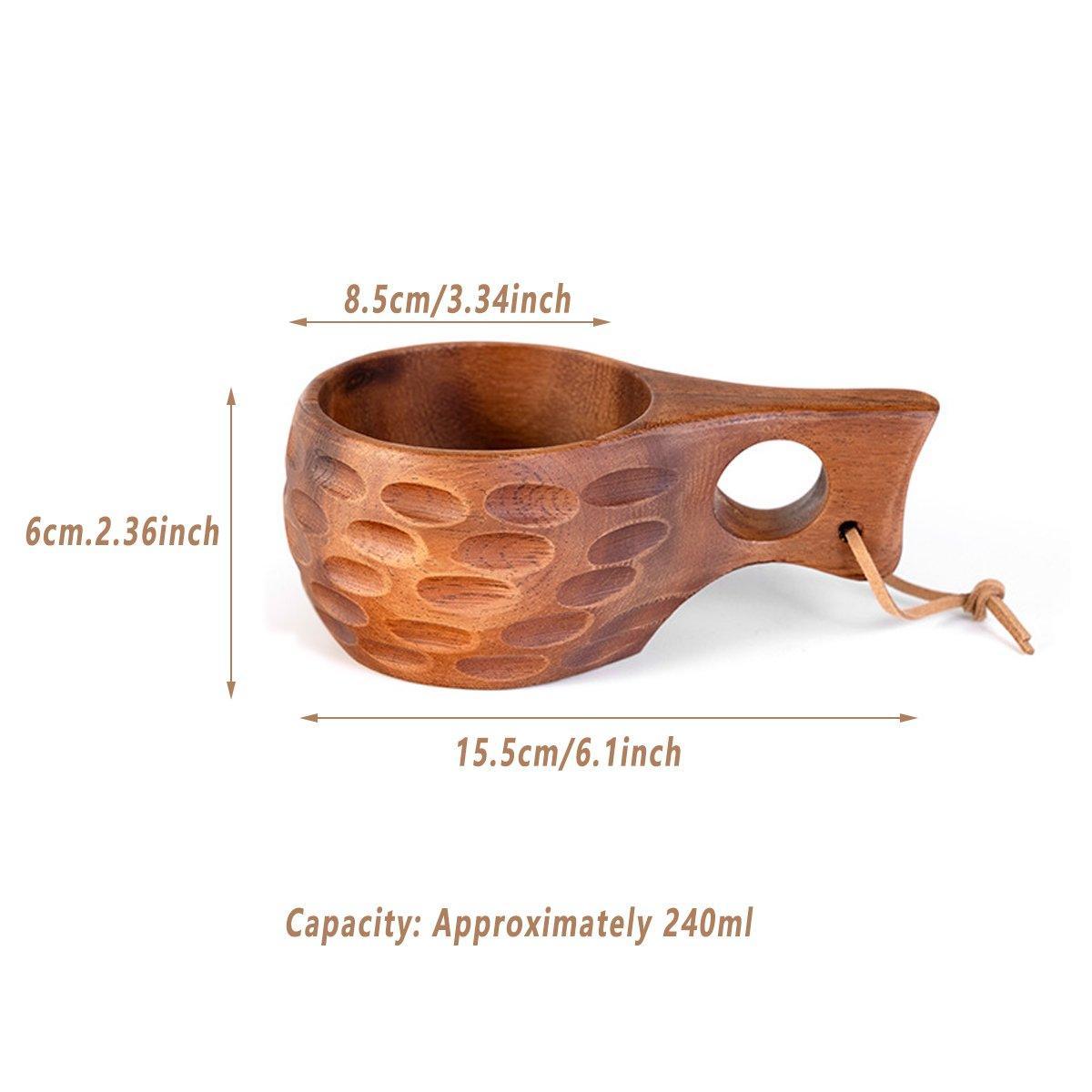 Walnut Wood Drinking Cup with Single Hole Handle – Product View 3