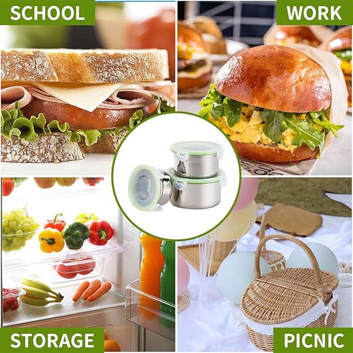 3 Pcs Stainless Steel Food Containers with Lids – Product View 4