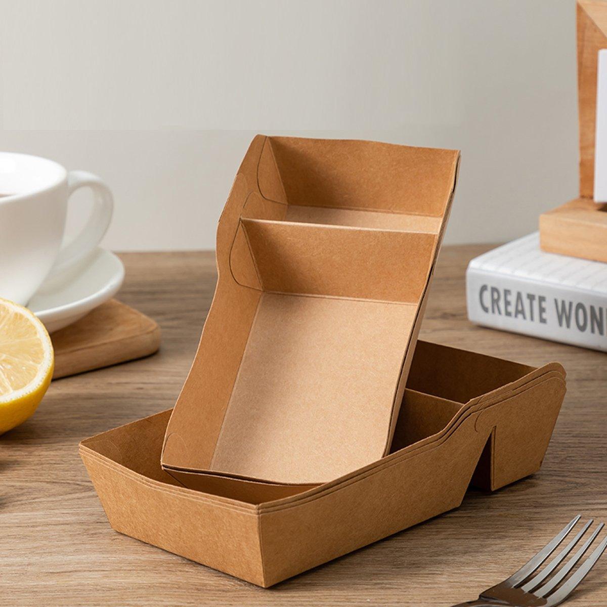 125PCS Dual-Compartment Kraft Food Boxes