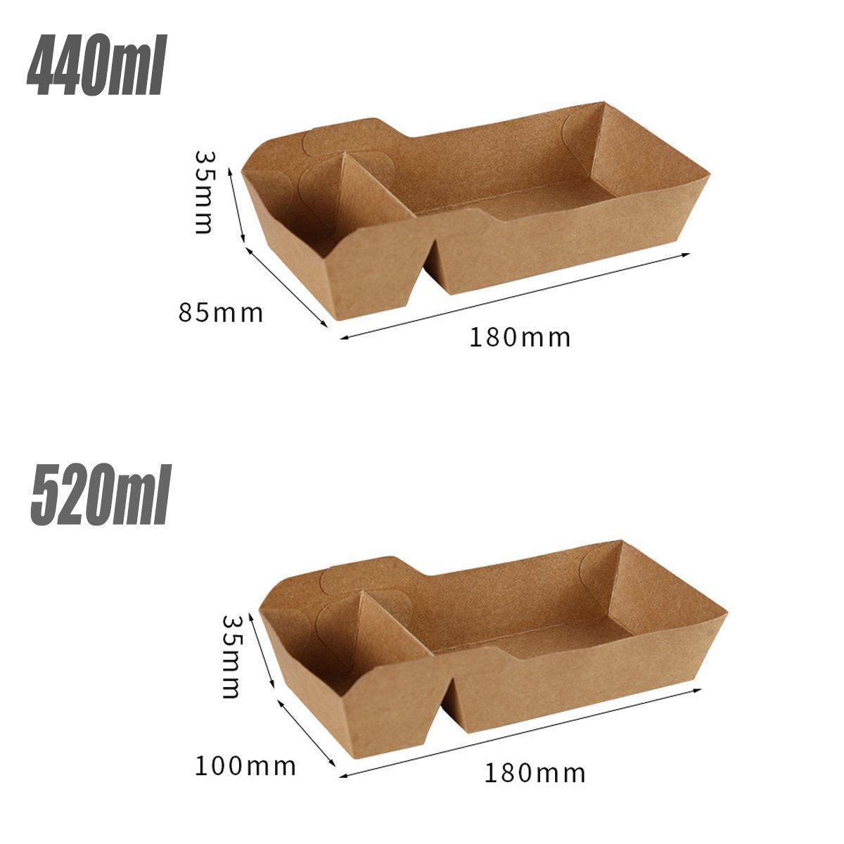 125PCS Dual-Compartment Kraft Food Boxes