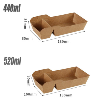 125PCS Dual-Compartment Kraft Food Boxes