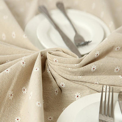 Rectangle Square Tablecloth Table Cover Flower Pattern Dining Table Cloth w/Lace