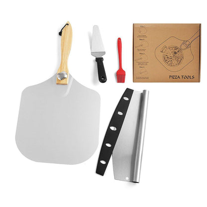 4 Pcs Pizza Tool Set with 12-Inch Aluminium Peel