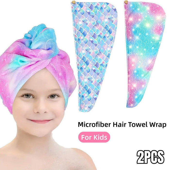 Absorbent Hair Drying Cap in Blue and Purple – Product View 2