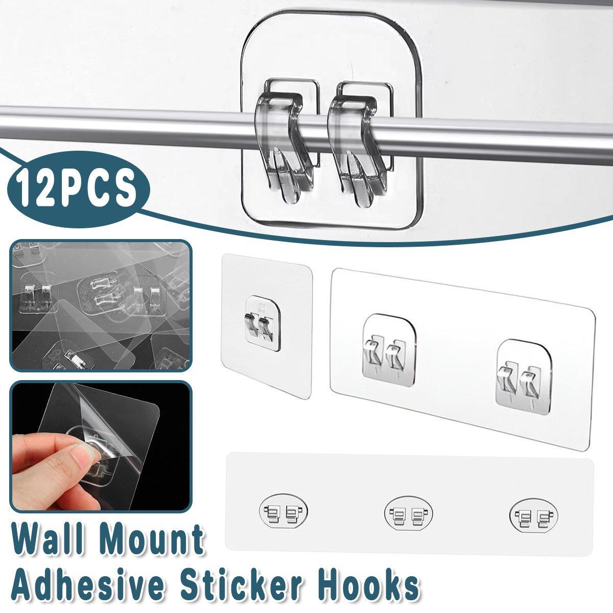 12 Pcs No-Drill Clear Hooks for Bathroom Shelves – Product View 13