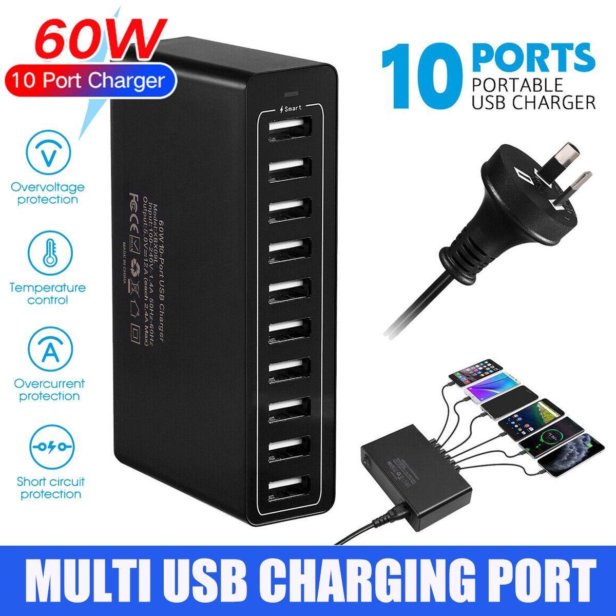 10 Port USB Charging Station with 60W Output – Product View 2