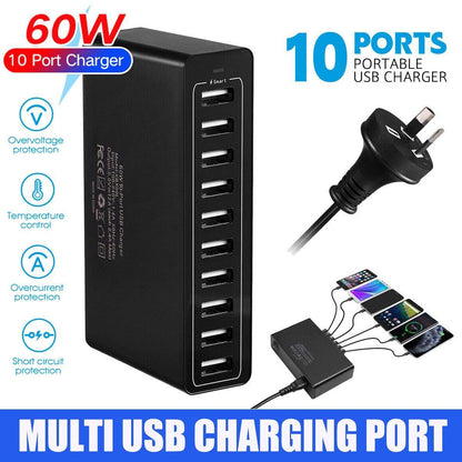 10 Port USB Charging Station with 60W Output – Product View 2