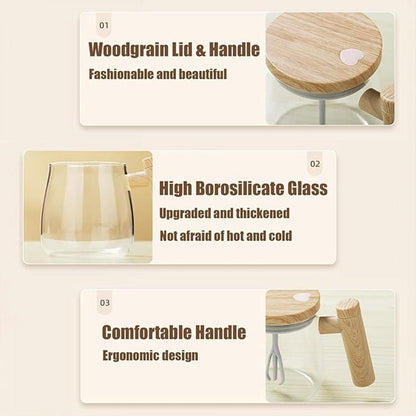 Electric Self Stirring Cup with Woodgrain Handle – Product View 5