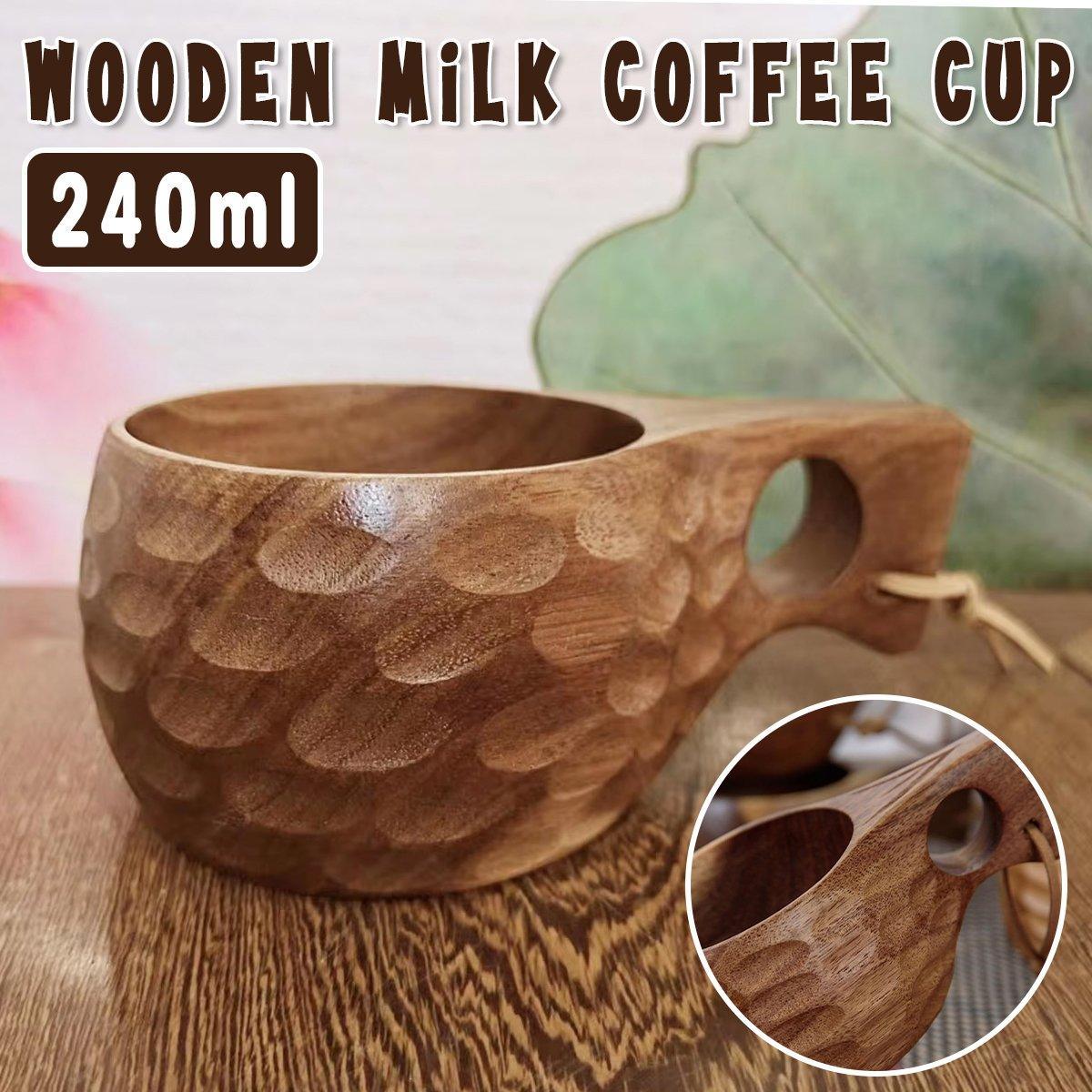 Walnut Wood Drinking Cup with Single Hole Handle – Product View 2