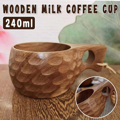 Walnut Wood Drinking Cup with Single Hole Handle – Product View 2