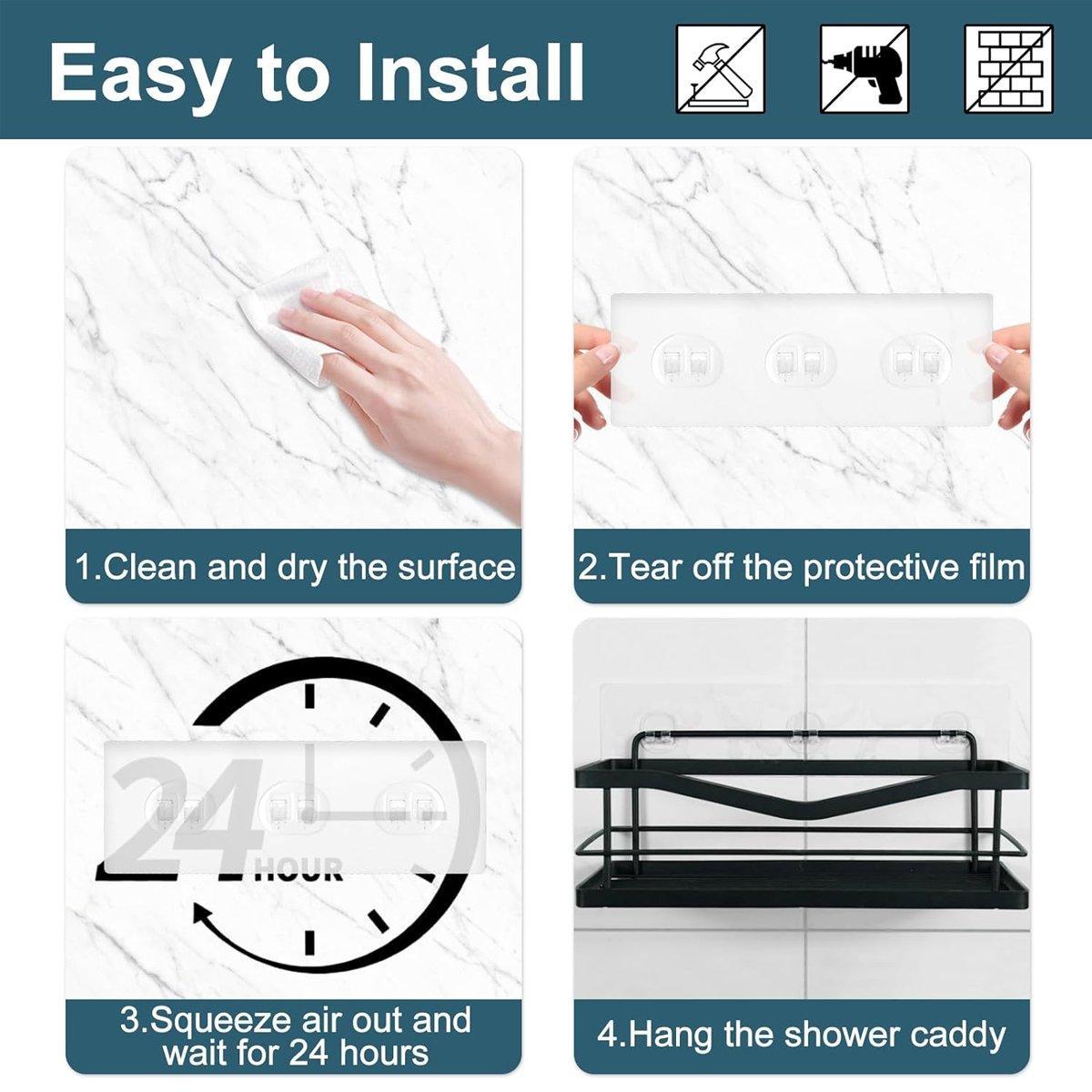 12 Pcs No-Drill Clear Hooks for Bathroom Shelves – Product View 5