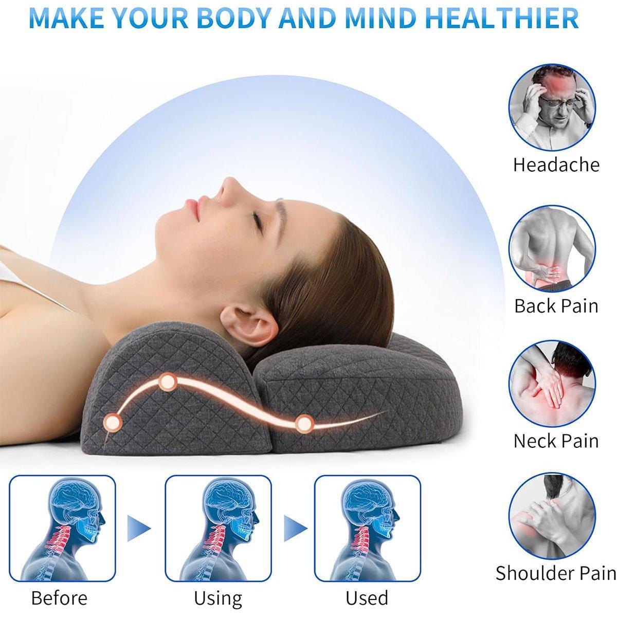 Grey Contoured Neck Pillow for Hotel Guest Beds – Product View 14