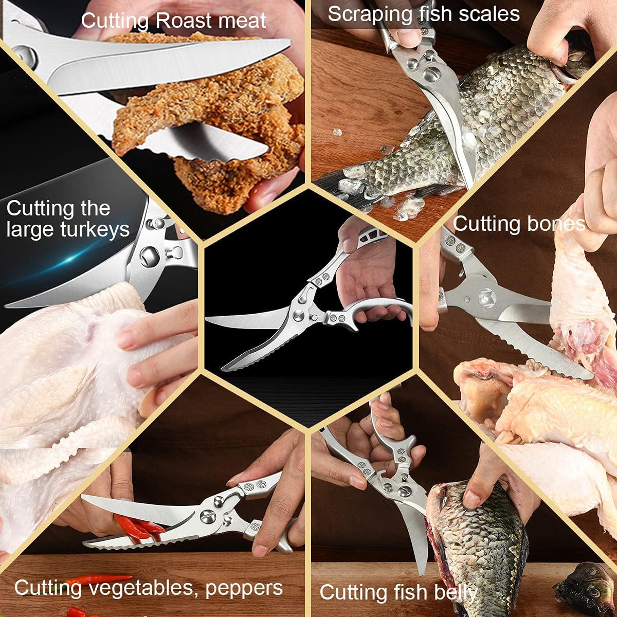 Stainless Steel Kitchen Scissors Multipurpose Sharp Utility Shears with Cover