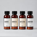 Custom branding reference – Mingyue Series – Shampoo, Shower Gel, Conditioner, Body Lotion. Final design subject to quotation.