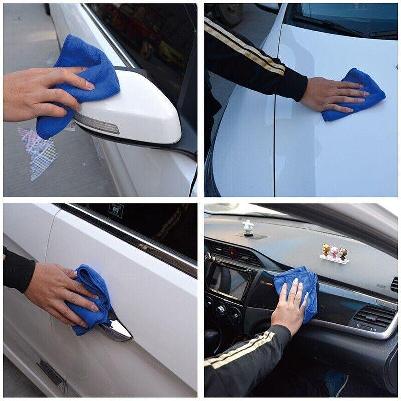 50PCS Blue Microfibre Cloths Car Cleaning Cloth Detailing Towels Washing Duster