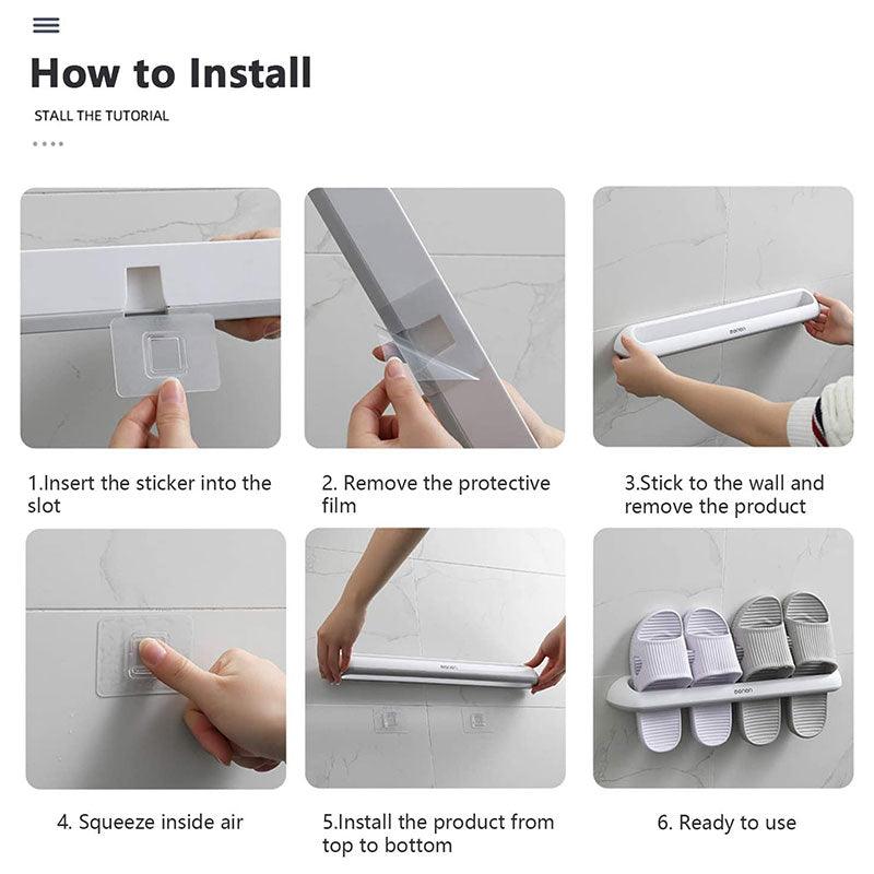 Wall-Mounted Bathroom Slipper Rack in 4 Options – Product View 3