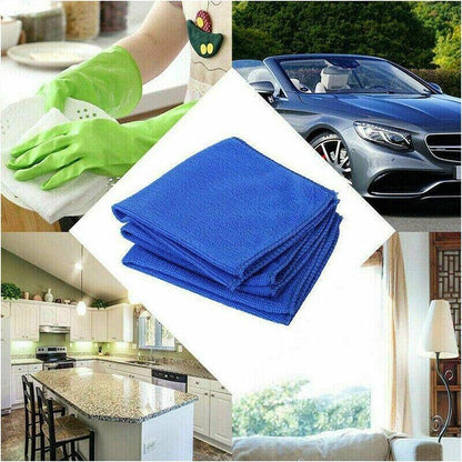 50PCS Blue Microfibre Cloths Car Cleaning Cloth Detailing Towels Washing Duster