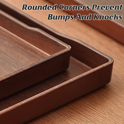 6PCS Rectangular Serving Trays Wood-Grain ABS Anti-Slip Design