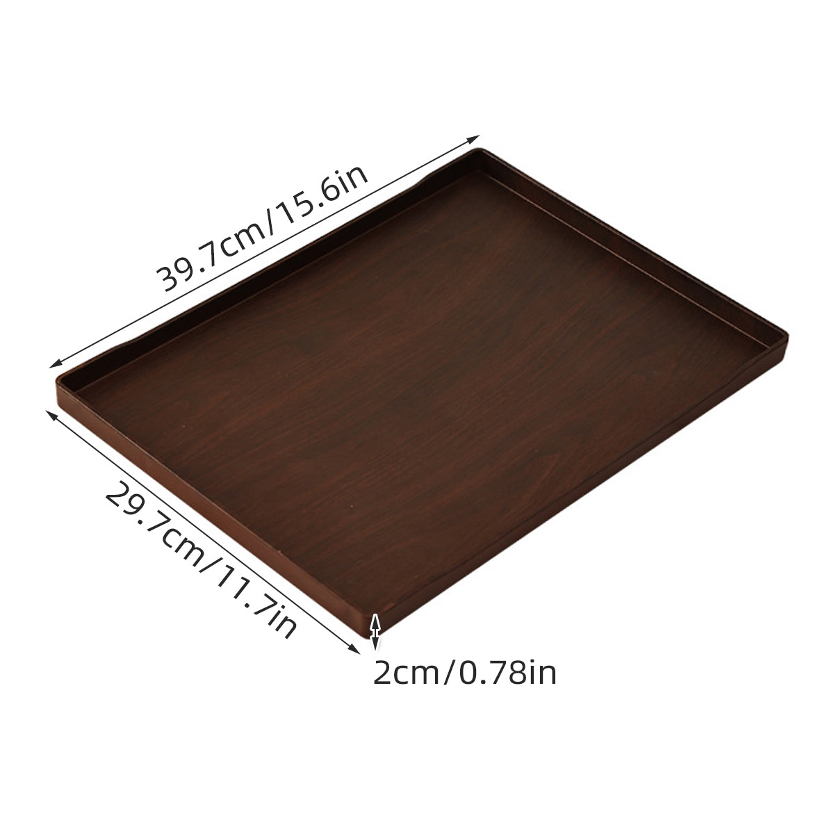 6PCS Rectangular Serving Trays Wood-Grain ABS Anti-Slip Design