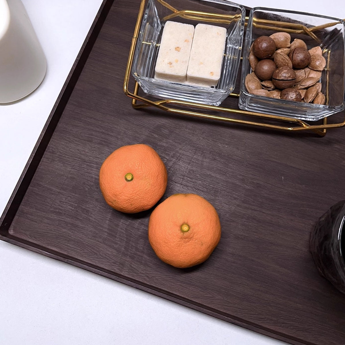 6PCS Rectangular Serving Trays Wood-Grain ABS Anti-Slip Design