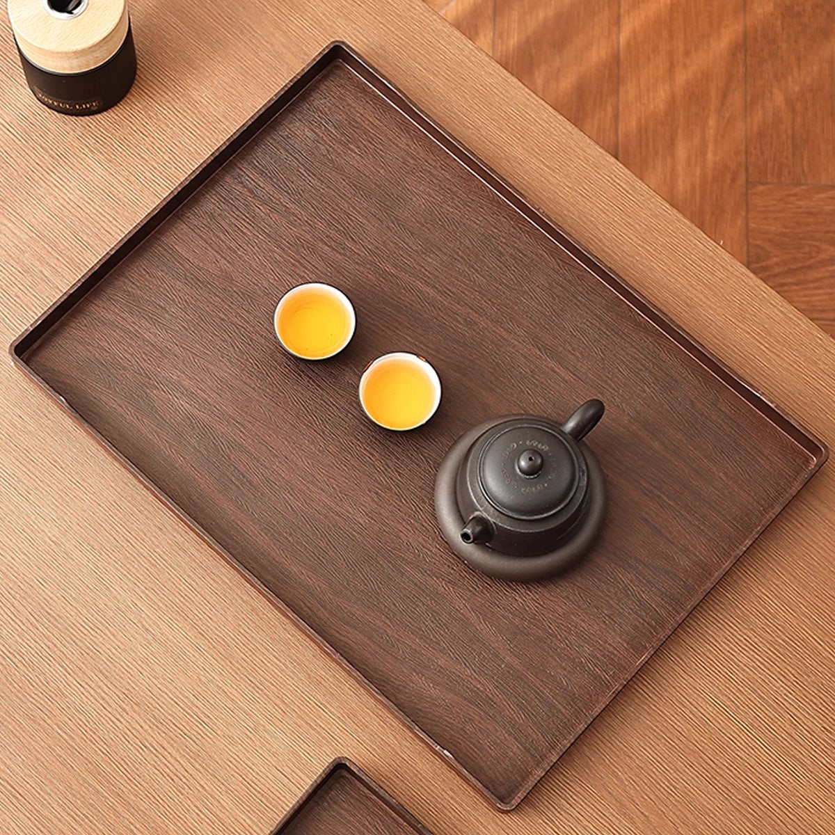 6PCS Rectangular Serving Trays Wood-Grain ABS Anti-Slip Design