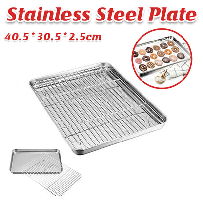 2 Pcs Stainless Steel Baking Tray with Cooling Rack Set